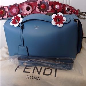 Fendi Blue Crossbody Bag with Floral Strap